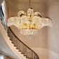 Candelabru Cristal PALACE, 8 brate, D80cm, Auriu Lucios, Inaltime Reglabila, Metal si Cristal
