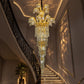 Candelabru Cristal PALACE Regalis, 13 brate, 29xG9, D80cm, Auriu Lucios, Inaltime Reglabila, Metal si Cristal