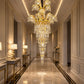 Candelabru Cristal PALACE Regalis, 13 brate, 29xG9, D80cm, Auriu Lucios, Inaltime Reglabila, Metal si Cristal