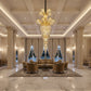 Candelabru Cristal PALACE Regalis, 13 brate, 29xG9, D80cm, Auriu Lucios, Inaltime Reglabila, Metal si Cristal