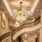 Candelabru Cristal PALACE, 6 brate, 12xG9, D69cm, Auriu Lucios, Inaltime Reglabila, Metal si Cristal