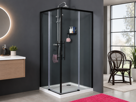 Cabina dus patrat mat neru 5mm sticla 90x90cm RDR33 GLADYS