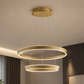 Lustra LED Tip Pendul, Cu Telecomanda, 3 Tipuri De Lumina, Inaltime Reglabila, 146W, Auriu