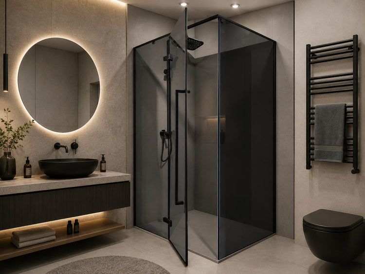Cabina Dus Sticla 6mm, Fumuriu, 80x100x190cm