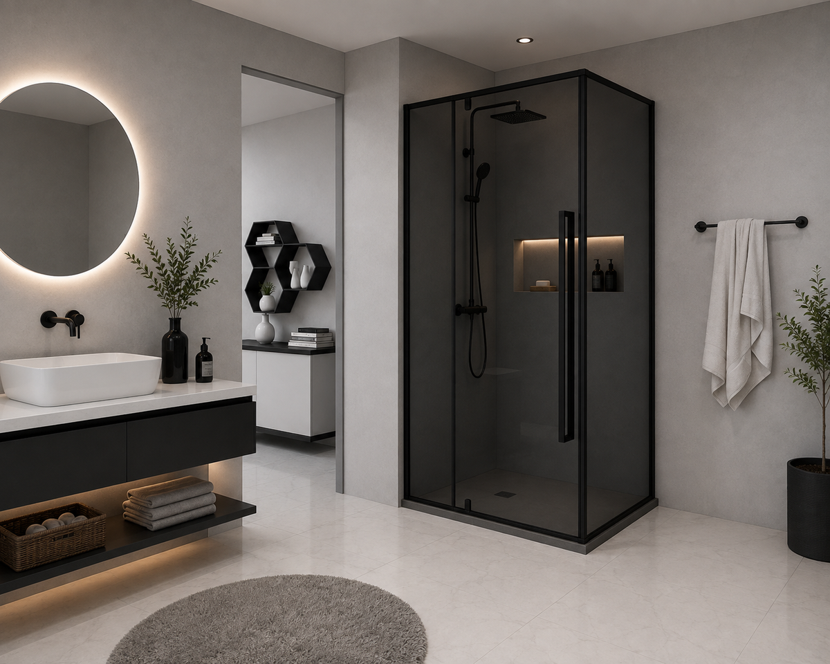 Cabina Dus Sticla 8mm, Fumuriu, 90x90x195cm