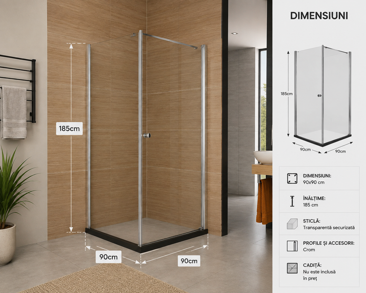 Cabina dus patrata 90x90cm RDR11 GLADYS