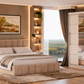 Dormitor Sara cu oglinda cappuccino/alb 200cm + saltea 160x200x20cm
