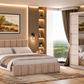 Dormitor Sara cu oglinda cappuccino/pin 200cm + saltea 160x200x20cm
