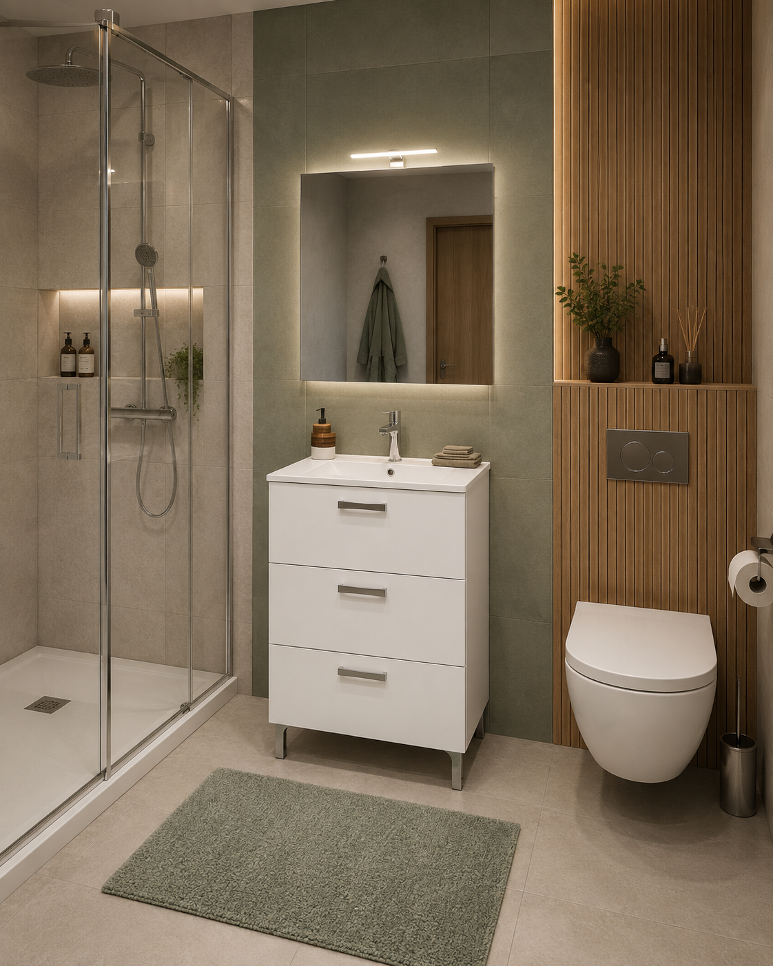 Masca baie + lavoar Savini Tokyo 60, cu sertare, alb, 61.5 x 71.5 x 46.5 cm
