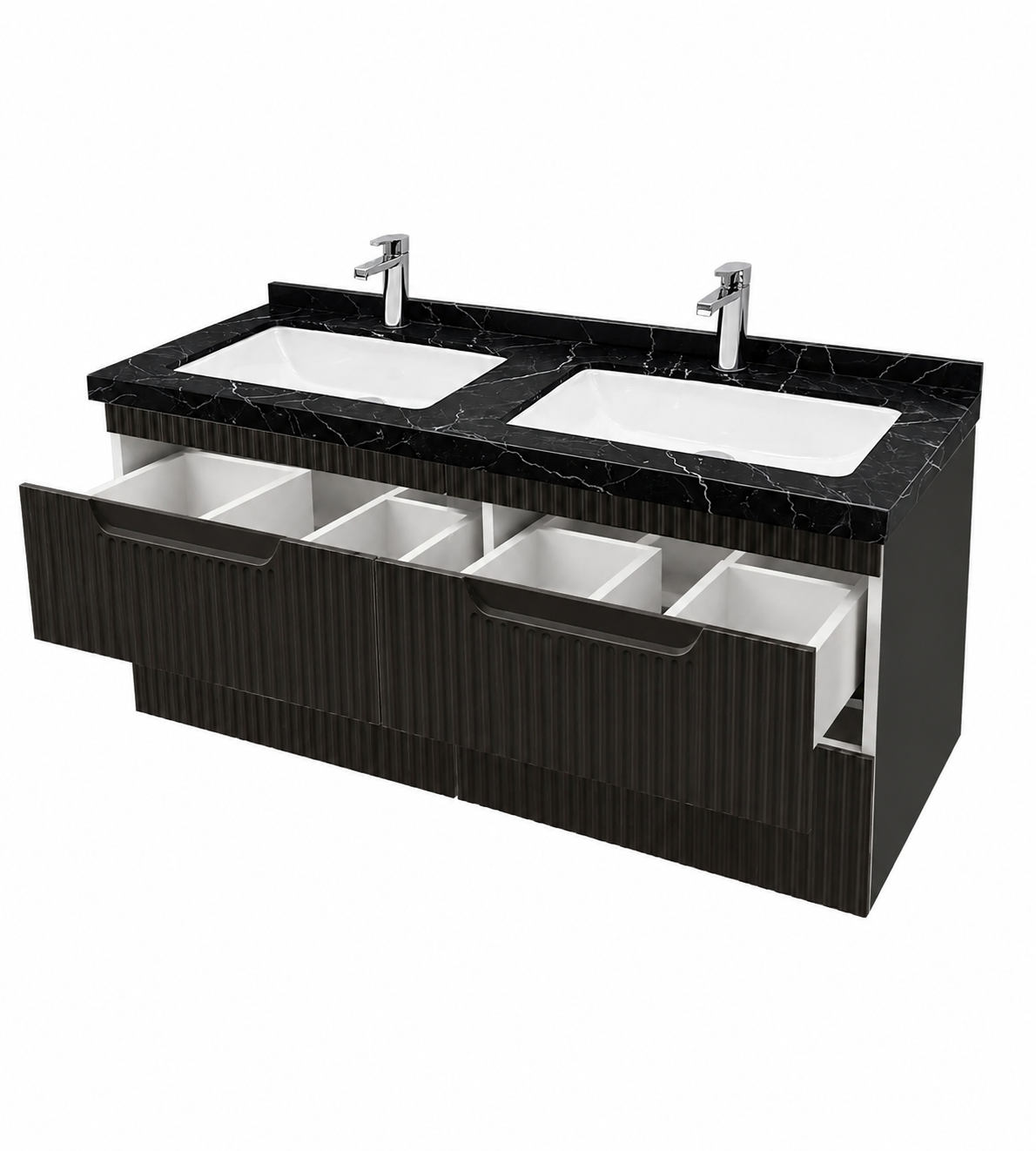 SERIA 033 - MOBILIER BAIE 120CM MDF NEGRU+LAVOAR GRANIT NEGRU/ALB