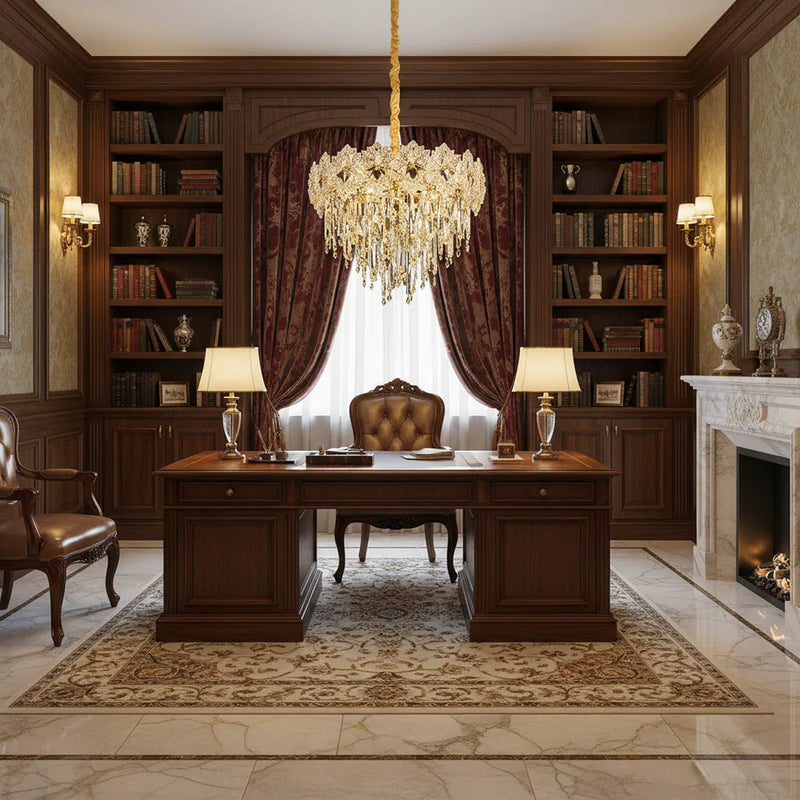 Candelabru Cristal FLEUR Nobile 5xE14, Diametru 40cm, Inaltime 30cm, Auriu Lucios, Inaltime Reglabila, Design Elegant-3