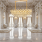 Candelabru Cristal FLEUR Supremo 14xE14, Dimensiune 100x35 cm, Inaltime 35 cm, Auriu Lucios, Inaltime Reglabila, Design Elegant