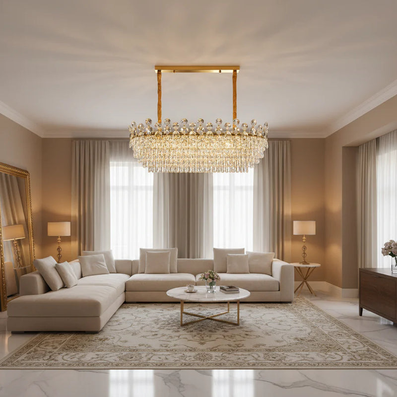 Candelabru Cristal ACE Supremo 10xE14, Dimensiuni 95x35cm , Inaltime 40cm, Auriu Lucios, Inaltime Reglabila, Design Elegant-1