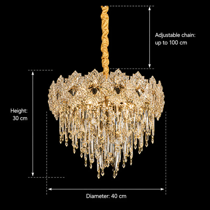 Candelabru Cristal FLEUR Nobile 5xE14, Diametru 40cm, Inaltime 30cm, Auriu Lucios, Inaltime Reglabila, Design Elegant-4