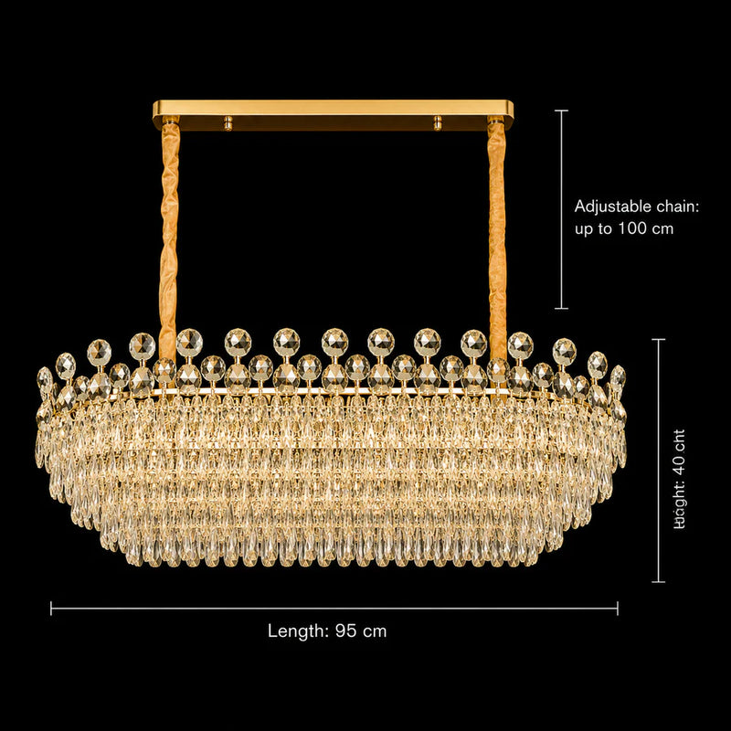 Candelabru Cristal ACE Supremo 10xE14, Dimensiuni 95x35cm , Inaltime 40cm, Auriu Lucios, Inaltime Reglabila, Design Elegant-4