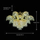 Candelabru Cristal PALACE, 8 brate, D80cm, Auriu Lucios, Inaltime Reglabila, Metal si Cristal