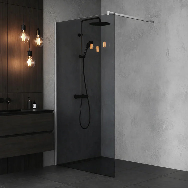 Paravan Dus, 120x195cm Sticla Fumurie 8mm, Rama Crom