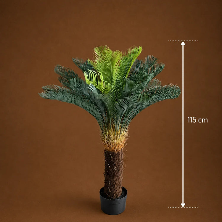 Planta Artificială Copac Tip Palmier, 36 frunze, 115 cm, Verde, cu Ghiveci