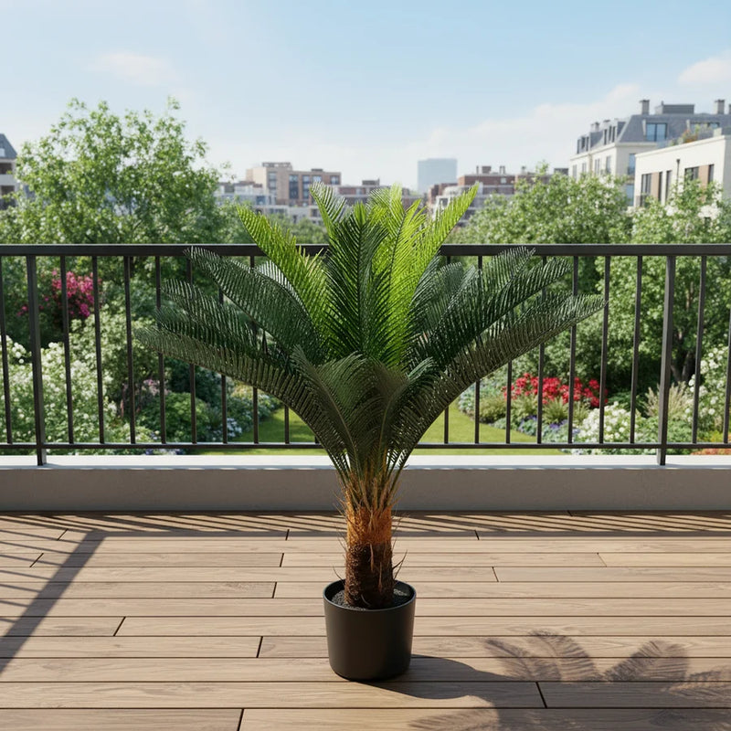 Planta Artificială Copac Tip Palmier, 18 frunze, 95 cm, Verde, cu Ghiveci-4