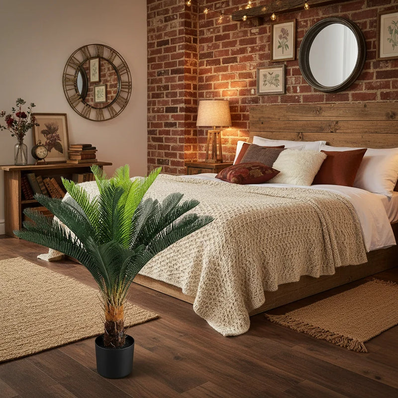 Planta Artificială Copac Tip Palmier, 18 frunze, 95 cm, Verde, cu Ghiveci-2