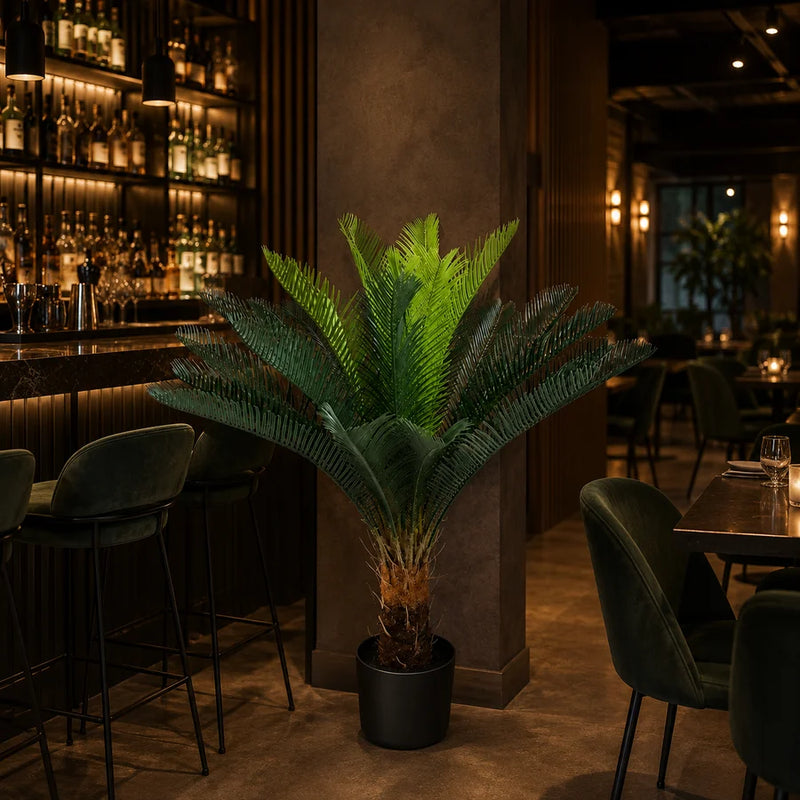 Planta Artificială Copac Tip Palmier, 18 frunze, 95 cm, Verde, cu Ghiveci-3