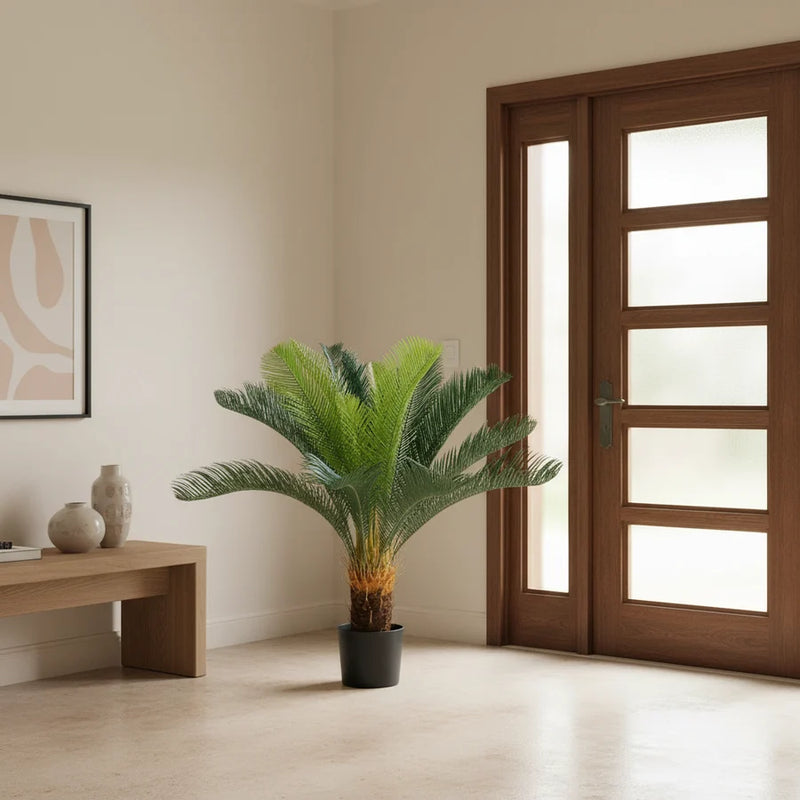 Planta Artificială Copac Tip Palmier, 24 frunze, 85 cm, Verde, cu Ghiveci-3