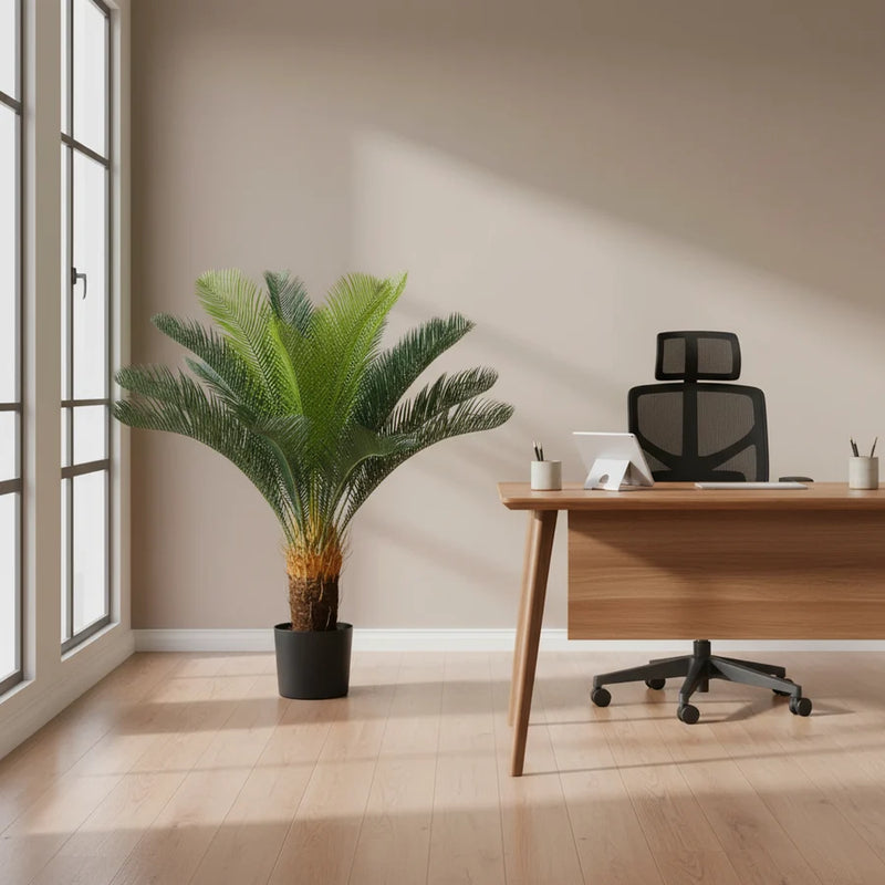 Planta Artificială Copac Tip Palmier, 24 frunze, 85 cm, Verde, cu Ghiveci-1