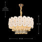 Candelabru Cristal PETAL Nobile 6xE14, D40 cm, Auriu, Inaltime Reglabila, Metal si Cristal