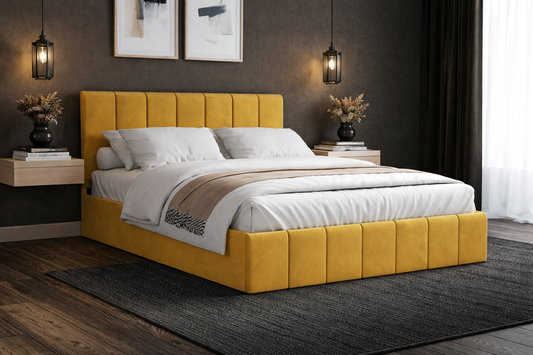 Pat Sofia, galben, suport saltea din PAL