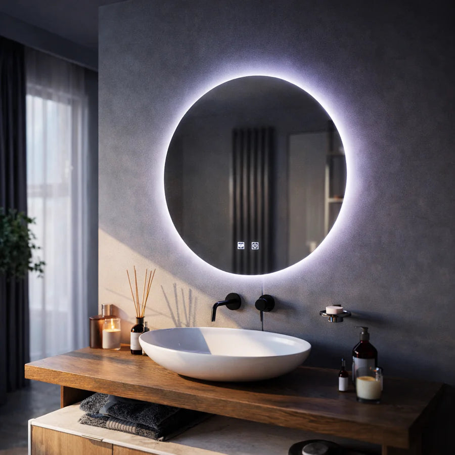 Oglinda LED Rotunda, 60cm, Isolda,Touch, Sistem Dezaburire, Lumina Rece 6000k