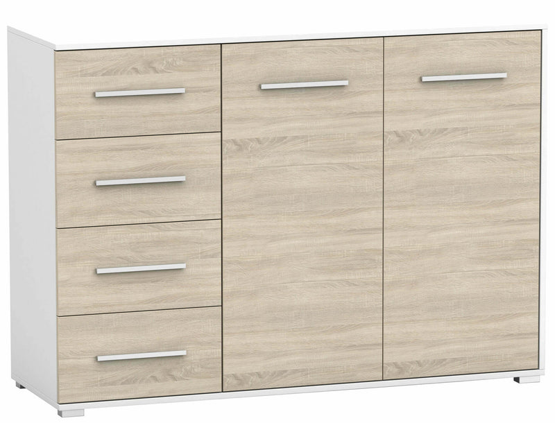 Comoda Stela, 135x95x45cm, Alb/Sonoma-2
