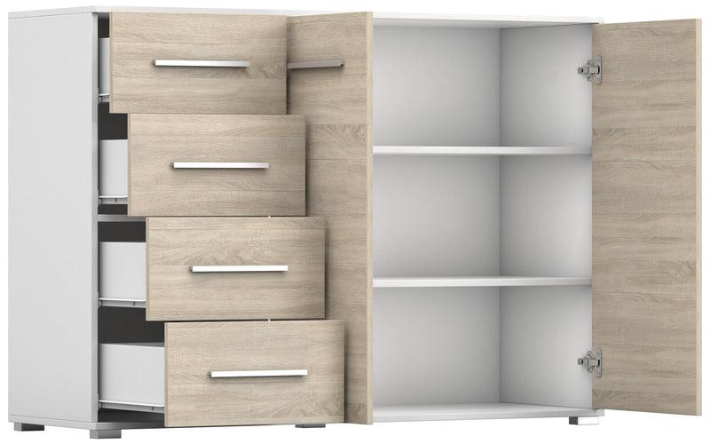 Comoda Stela, 135x95x45cm, Alb/Sonoma-4