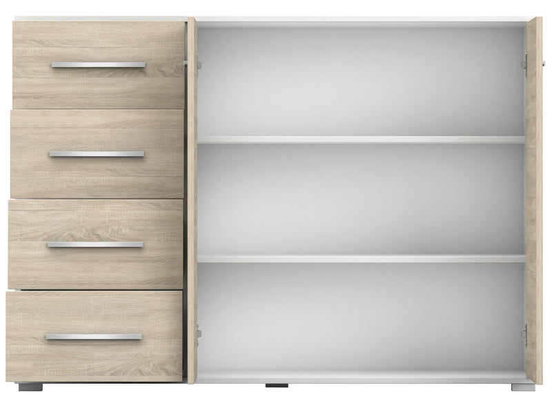 Comoda Stela, 135x95x45cm, Alb/Sonoma-3
