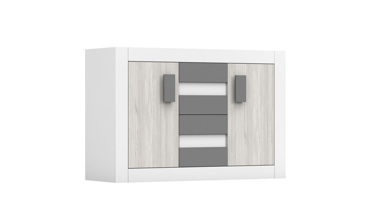 Comoda Valentin , gri/alb, 145x97x50 cm