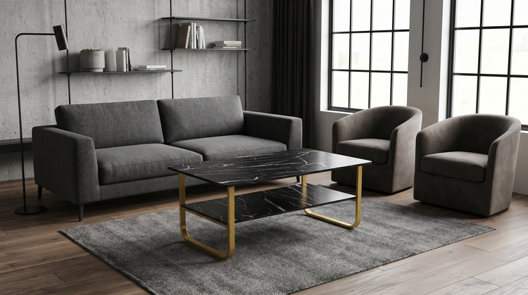 Masa cafea HT-229, 100x60 cm, negru, MDF