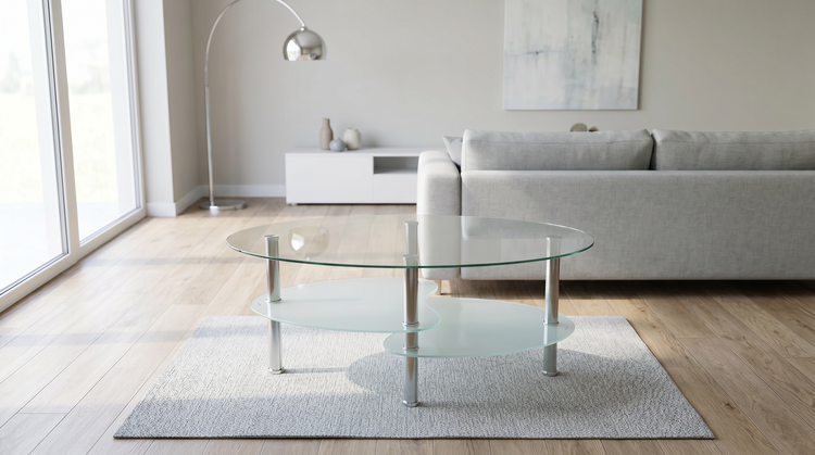 Masa cafea HT-176, 92x60 cm, sticla securizata