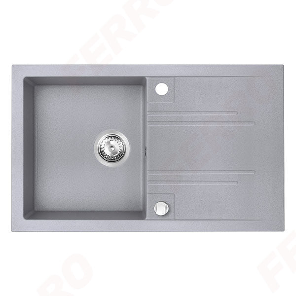 Chiuveta cu O Cuva si Picurator, 78x48 cm, Gri + Baterie Flexibila Cadou
