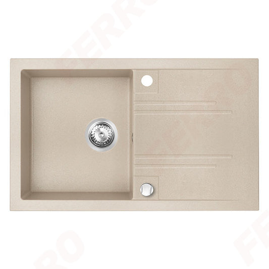 Chiuveta cu O Cuva si Picurator, 78x48 cm, Nisip + Baterie Flexibila Cadou