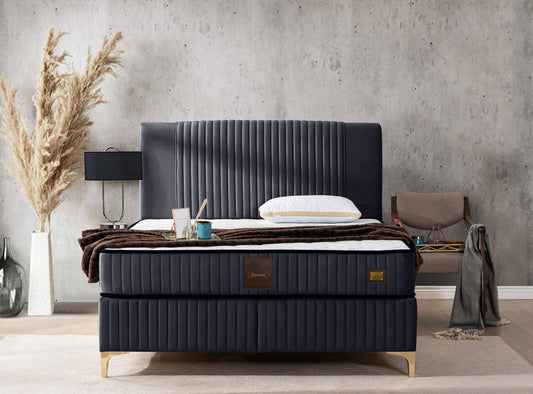 Pat Melia 160 x 200 , tapitat, culoare antracit