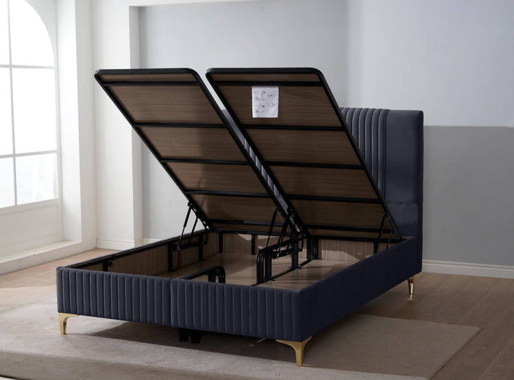 Pat Melia 160 x 200 , tapitat, culoare antracit