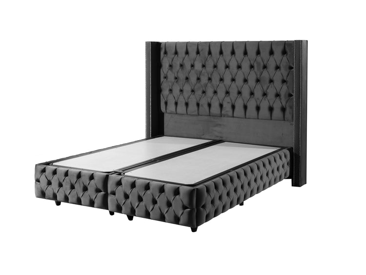 Pat Setter, 160x200 cm, gri, cu saltea si somiera metalica rabatabila