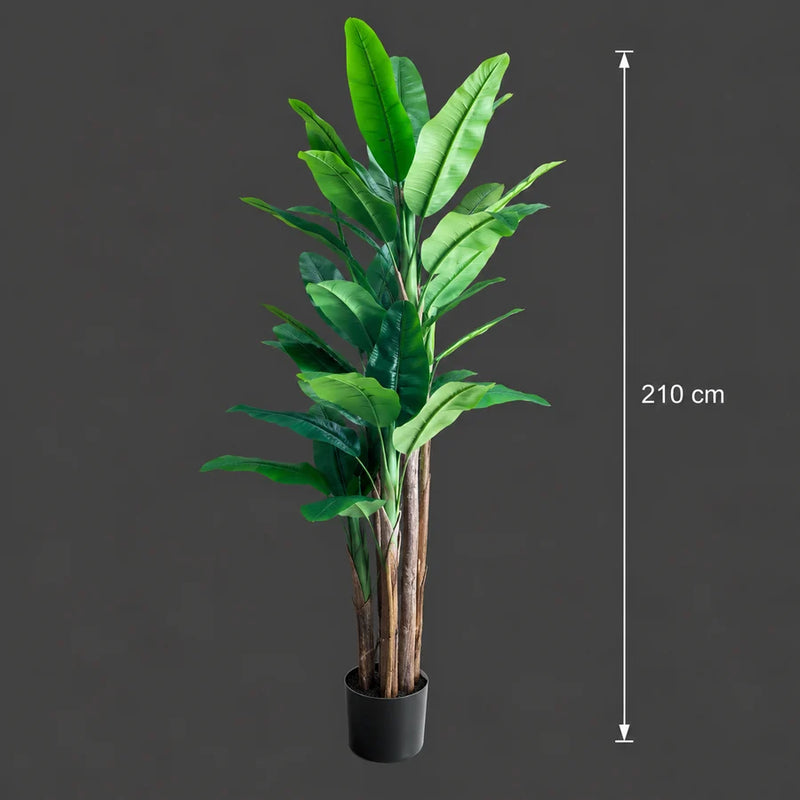 Planta Artificială Copac Tip Bananier, 210 cm, 31 frunze, Verde, cu Ghiveci-4