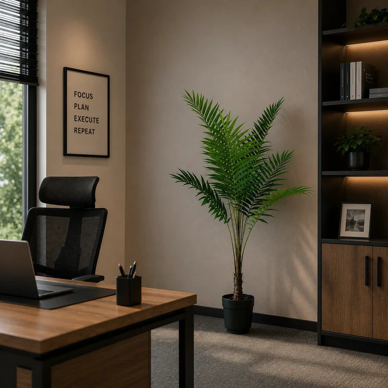 Planta Artificială Copac Tip Palmier Kentia, Cu Frunze Elegante, 160 cm, 7 frunze, Verde, cu Ghiveci-2