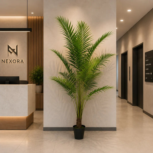 Planta Artificială Copac Tip Palmier Kentia, Cu Frunze Elegante, 200 cm, 15 frunze, Verde, cu Ghiveci