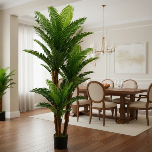 Planta Artificială Copac Tip Palmier, 3 Brate, 190 cm, Verde, cu Ghiveci