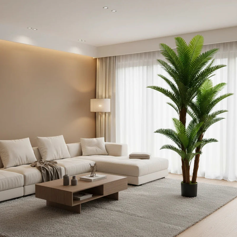 Planta Artificială Copac Tip Palmier, 3 Brate, 190 cm, Verde, cu Ghiveci-2