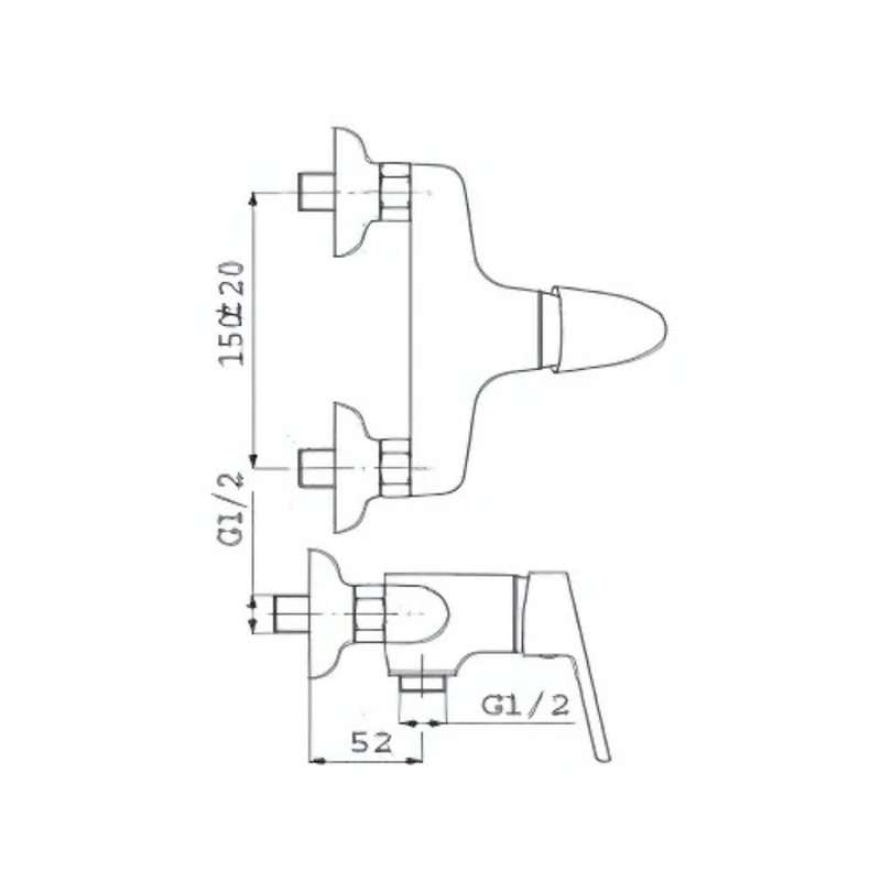 Smile - Baterie perete dus cu set de dus inclus, crom BSM77-2