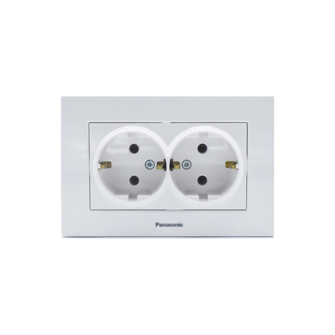 Priza dubla cu impamantare Karre Plus Panasonic, ST, alba