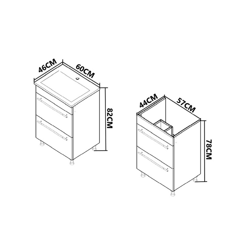 Seria 754 - Mobilier baie 60cm ALB SRT + Lavoar Sava 60 - 2060-5