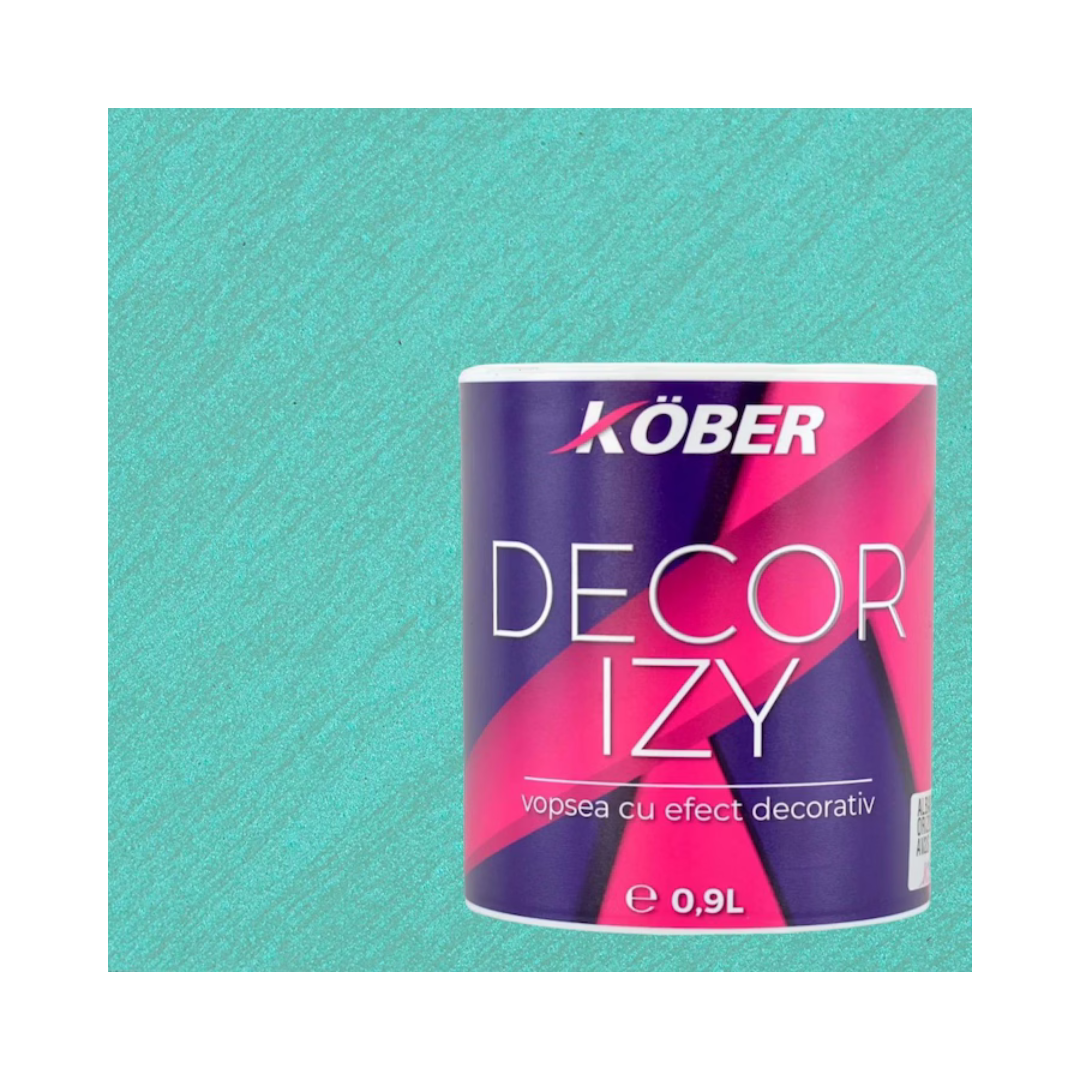 Vopsea decorativa, Kober Decor Izy, Verde Abisal, efect sidefat si texturat, 0.9 litri